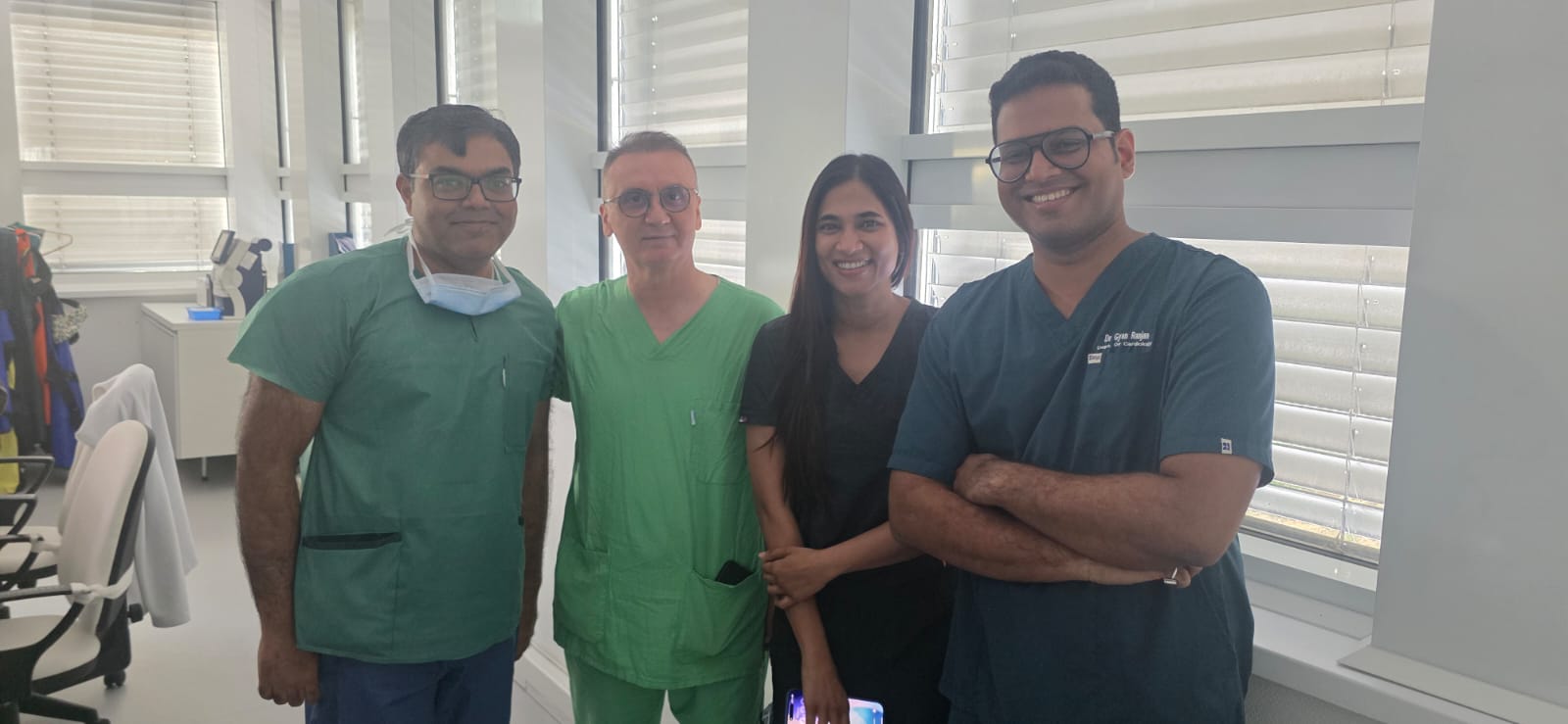Dr. Gyana Ranjan Nayak with members of the structural heart fellowship team at Gottsegen National Cardiovascular Centre, GOKVI, Budapest.